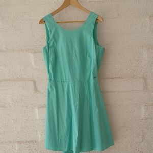 Armani Exchange Aqua Dress Open Back, Bow Detail, Sleeveless, Flared Skirt